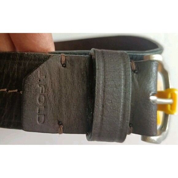 J Fold Leather Work Belt Size 42 Brown Pure Fold Dressy Minimalist Classic New - Picture 9 of 10